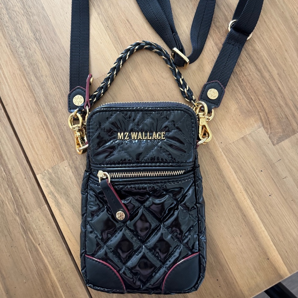 MZ Wallace Black Quilted Crossbody Bag with Chain Strap